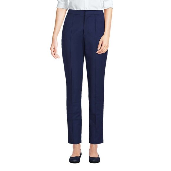 Lands End High Rise Bi Stretch Pintuck Pencil Ankle Pants Blue 14 Elastic Waist - Picture 1 of 12